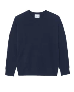 Kujten Sweaters & Sweatshirts>Oversized Round Neck Cashmere Sweater Bleu Marine Fonce