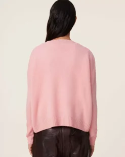 Kujten Sweaters & Sweatshirts>Oversized Round Neck Cashmere Sweater, 4-Threads Rose Guimauve