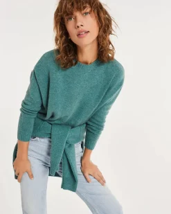 Kujten Sweaters & Sweatshirts>Oversized Round Neck Cashmere Sweater Vert Chine