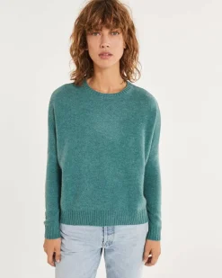 Kujten Sweaters & Sweatshirts>Oversized Round Neck Cashmere Sweater Vert Chine