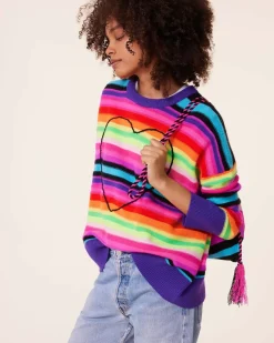 Kujten Sweaters & Sweatshirts>Oversized Round Neck Cashmere Sweater, 4-Threads Multicolore