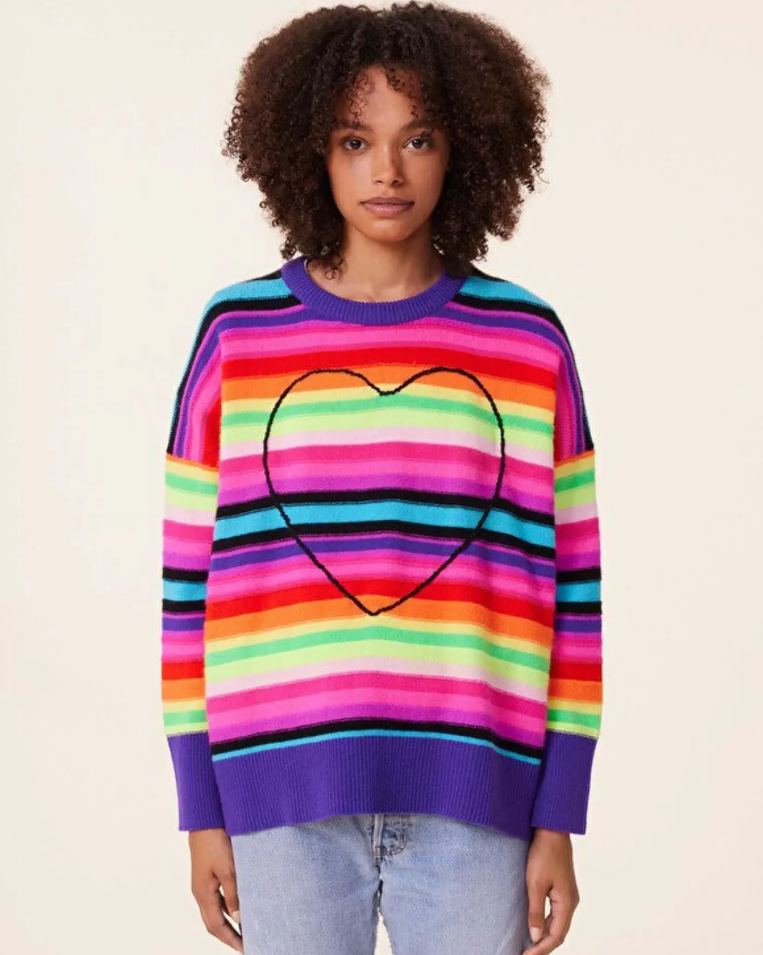 Kujten Sweaters & Sweatshirts>Oversized Round Neck Cashmere Sweater, 4-Threads Multicolore