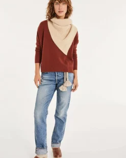 Kujten Sweaters & Sweatshirts>Oversized Round Neck Cashmere Sweater Bordeaux Sienne