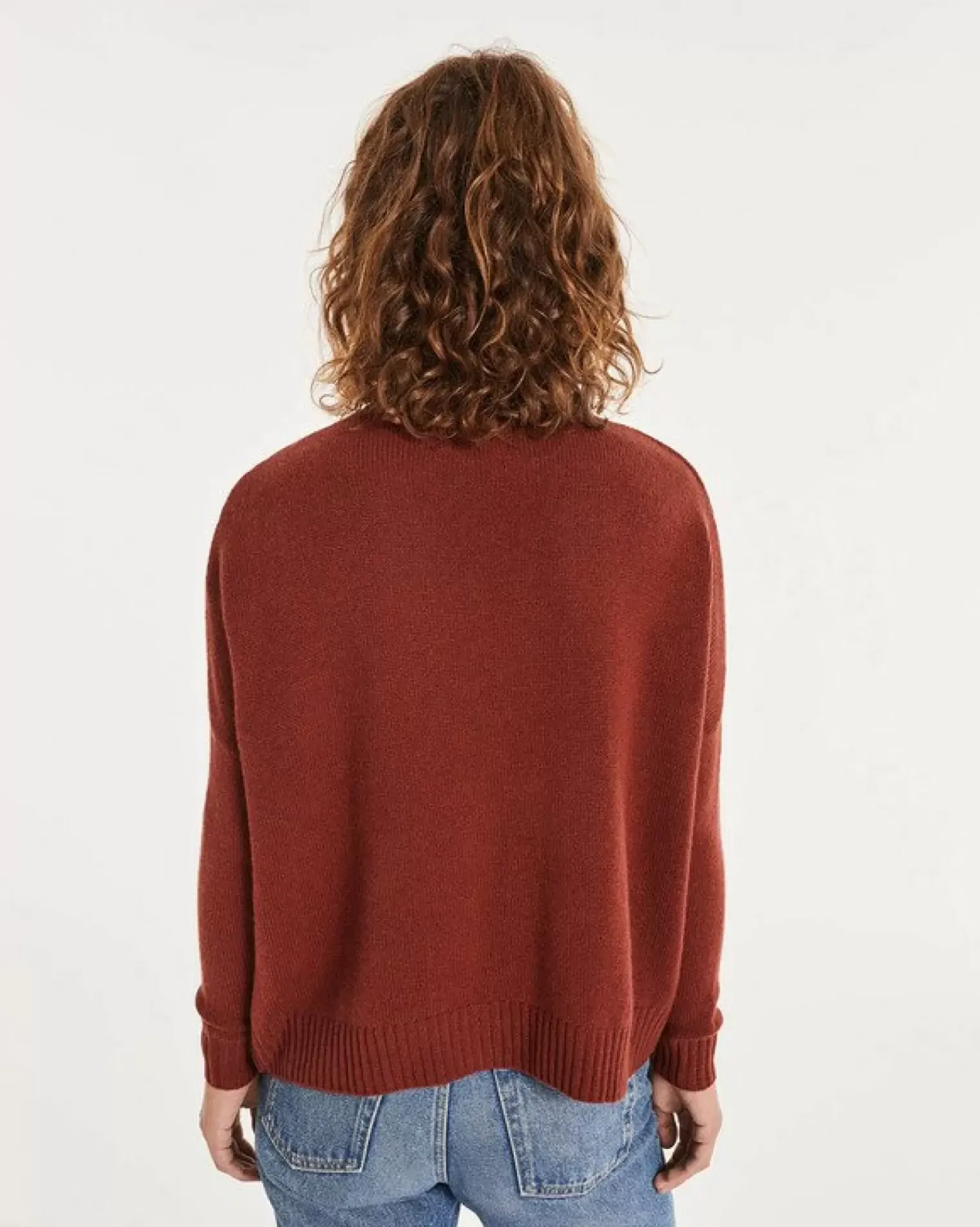 Kujten Sweaters & Sweatshirts>Oversized Round Neck Cashmere Sweater Bordeaux Sienne
