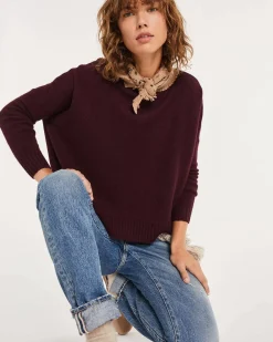 Kujten Sweaters & Sweatshirts>Oversized Round Neck Cashmere Sweater Bordeaux