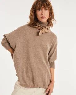 Kujten Sweaters & Sweatshirts>Oversized Turtleneck Cashmere Sweater Beige Taupe
