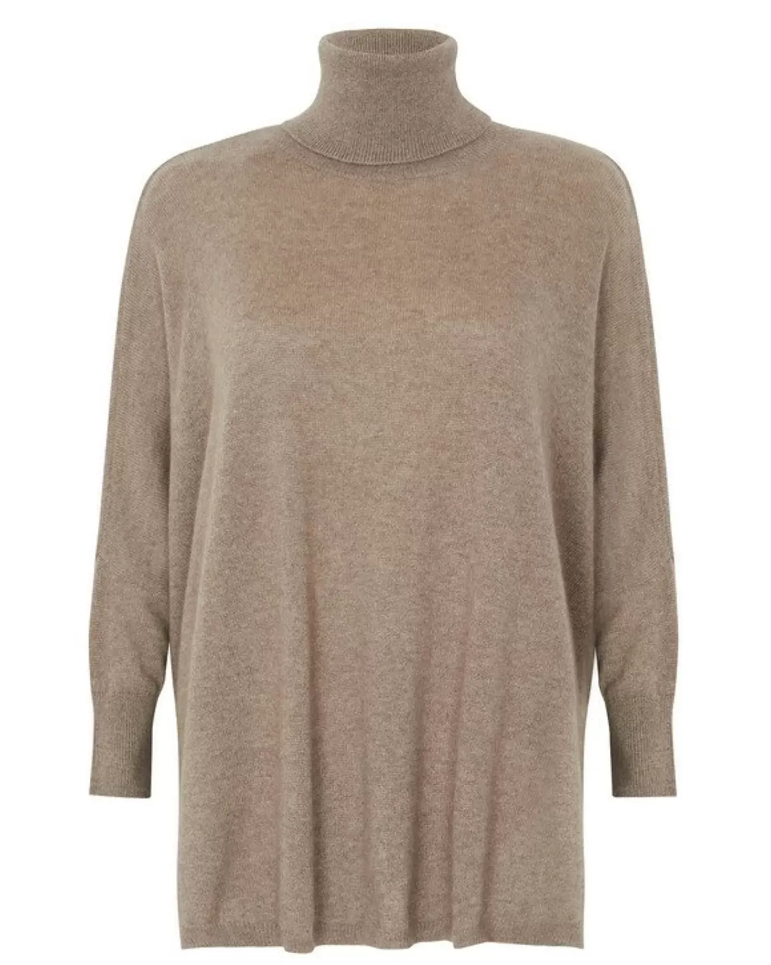 Kujten Sweaters & Sweatshirts>Oversized Turtleneck Cashmere Sweater Beige Taupe