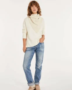 Kujten Sweaters & Sweatshirts>Oversized Turtleneck Cashmere Sweater, 8-Threads Blanc
