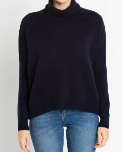 Kujten Sweaters & Sweatshirts>Oversized Turtleneck Cashmere Sweater Bleu Marine Fonce