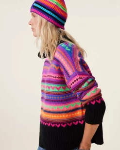 Kujten Sweaters & Sweatshirts>Oversized Turtleneck Cashmere Hoodie, 8-Threads Multicolore