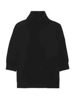Kujten Sweaters & Sweatshirts>Oversized Turtleneck Sweater 3/4 Sleeves Noir