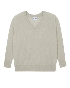 Kujten Sweaters & Sweatshirts>Oversized V-Neck Cashmere Sweater, 2-Threads Avoine