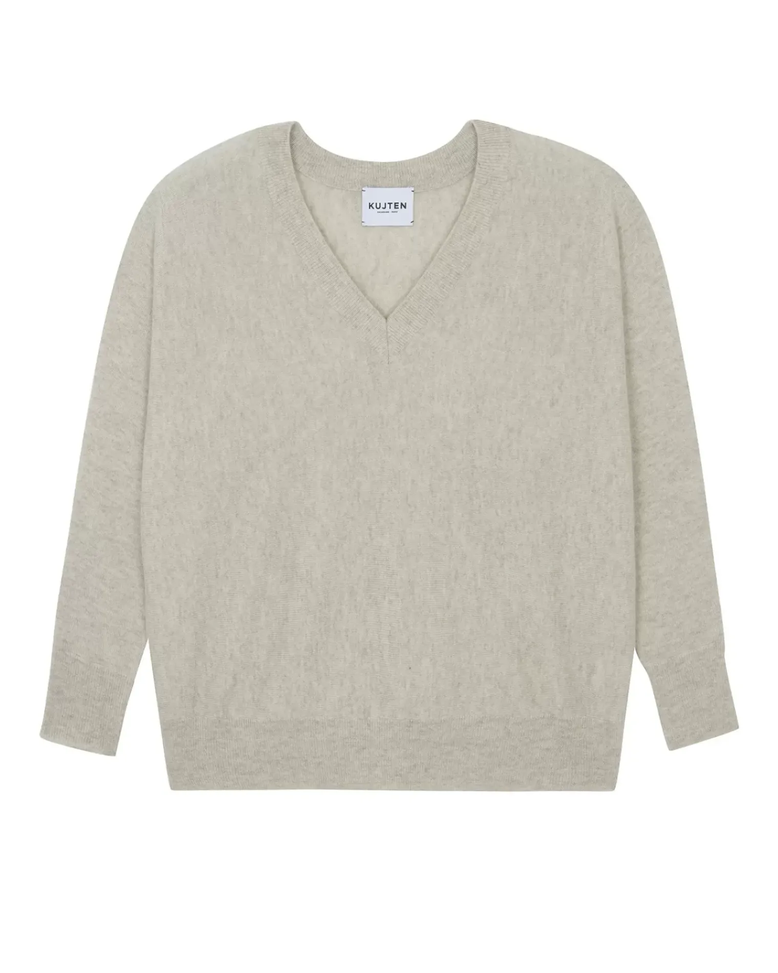 Kujten Sweaters & Sweatshirts>Oversized V-Neck Cashmere Sweater, 2-Threads Avoine
