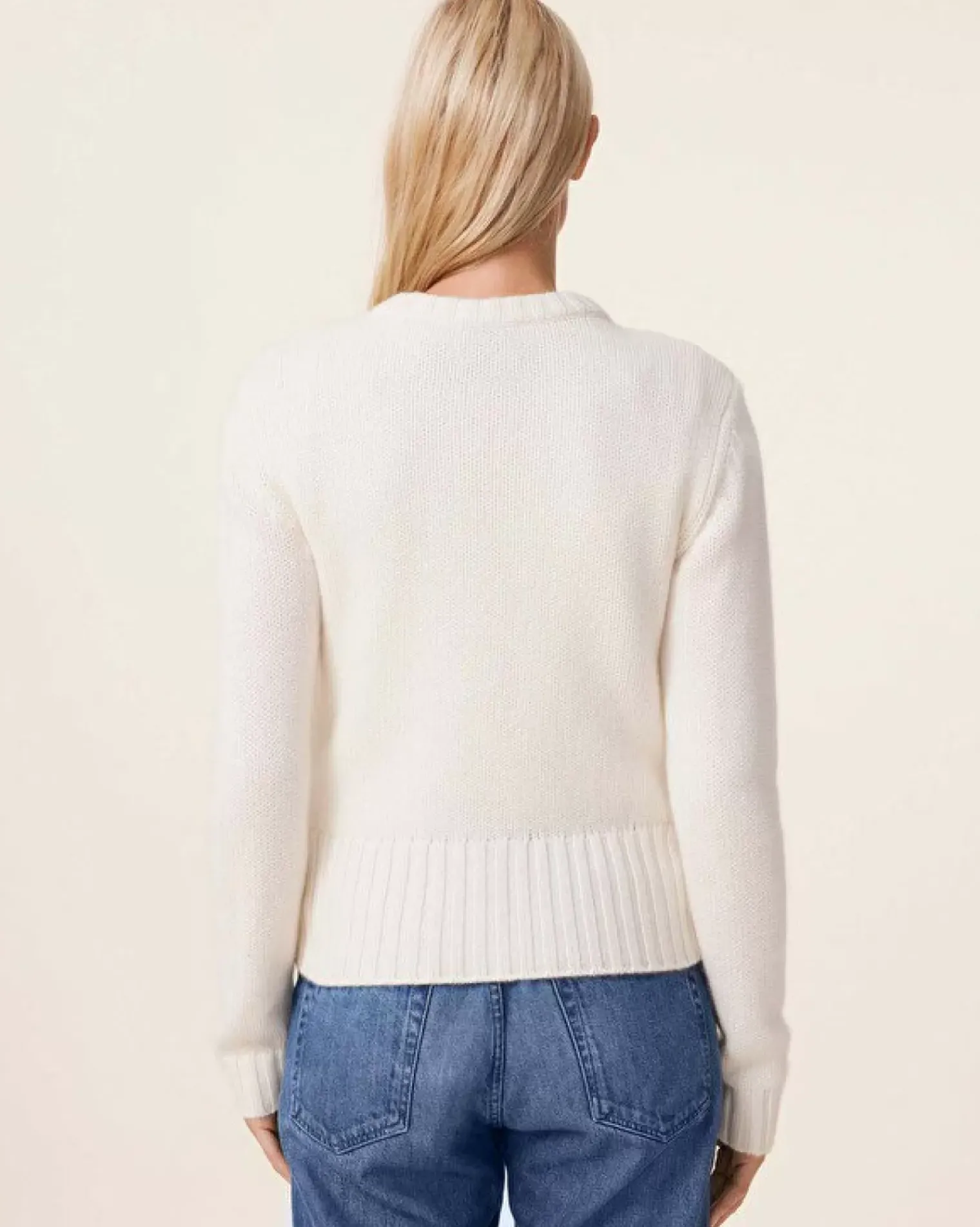 Kujten Sweaters & Sweatshirts>Patchwork Round Neck Cashmere Sweater, 8-Threads Camelo