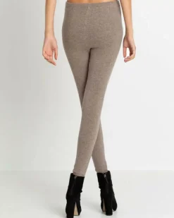 Kujten Joggings & Leggings>Plain Colored Cashmere Leggings Beige Taupe Chine