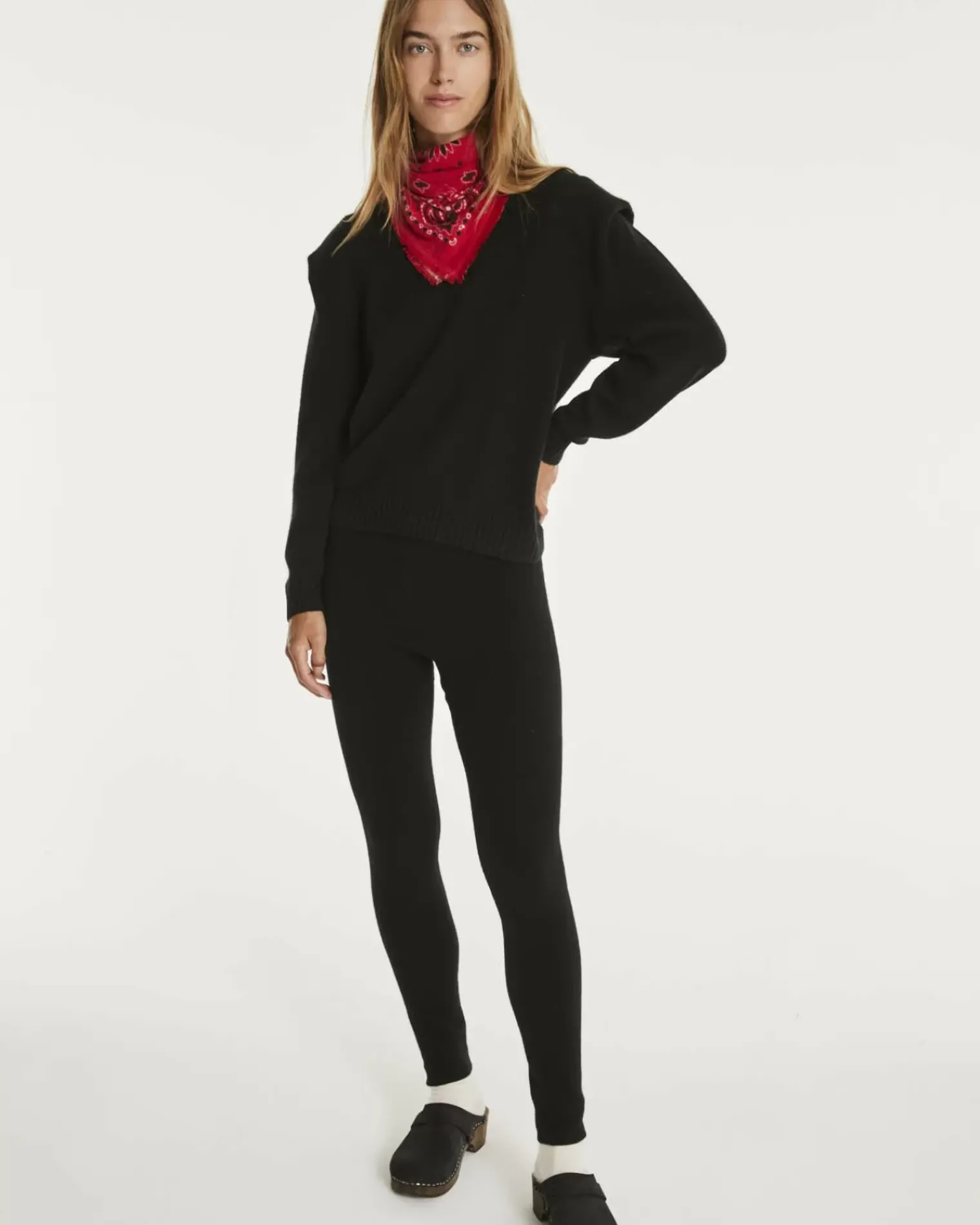 Kujten Joggings & Leggings>Plain Colored Cashmere Leggings Noir