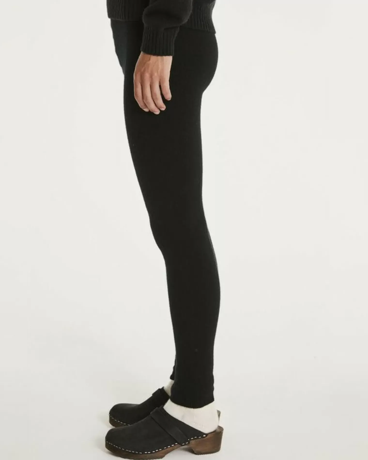 Kujten Joggings & Leggings>Plain Colored Cashmere Leggings Noir
