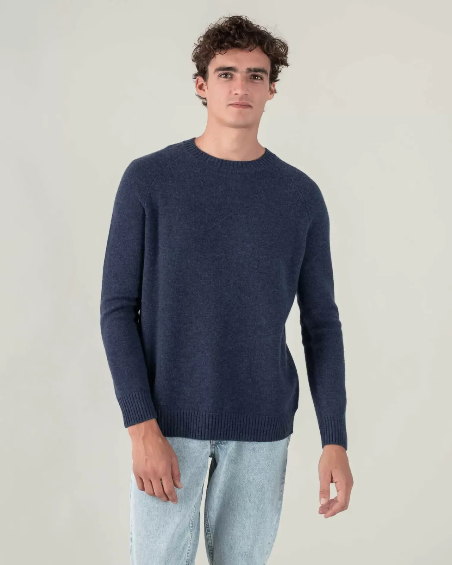 Kujten Sweaters & Sweatshirts>Plain Raglan Sleeves Cashmere Sweater Bleu Jeans