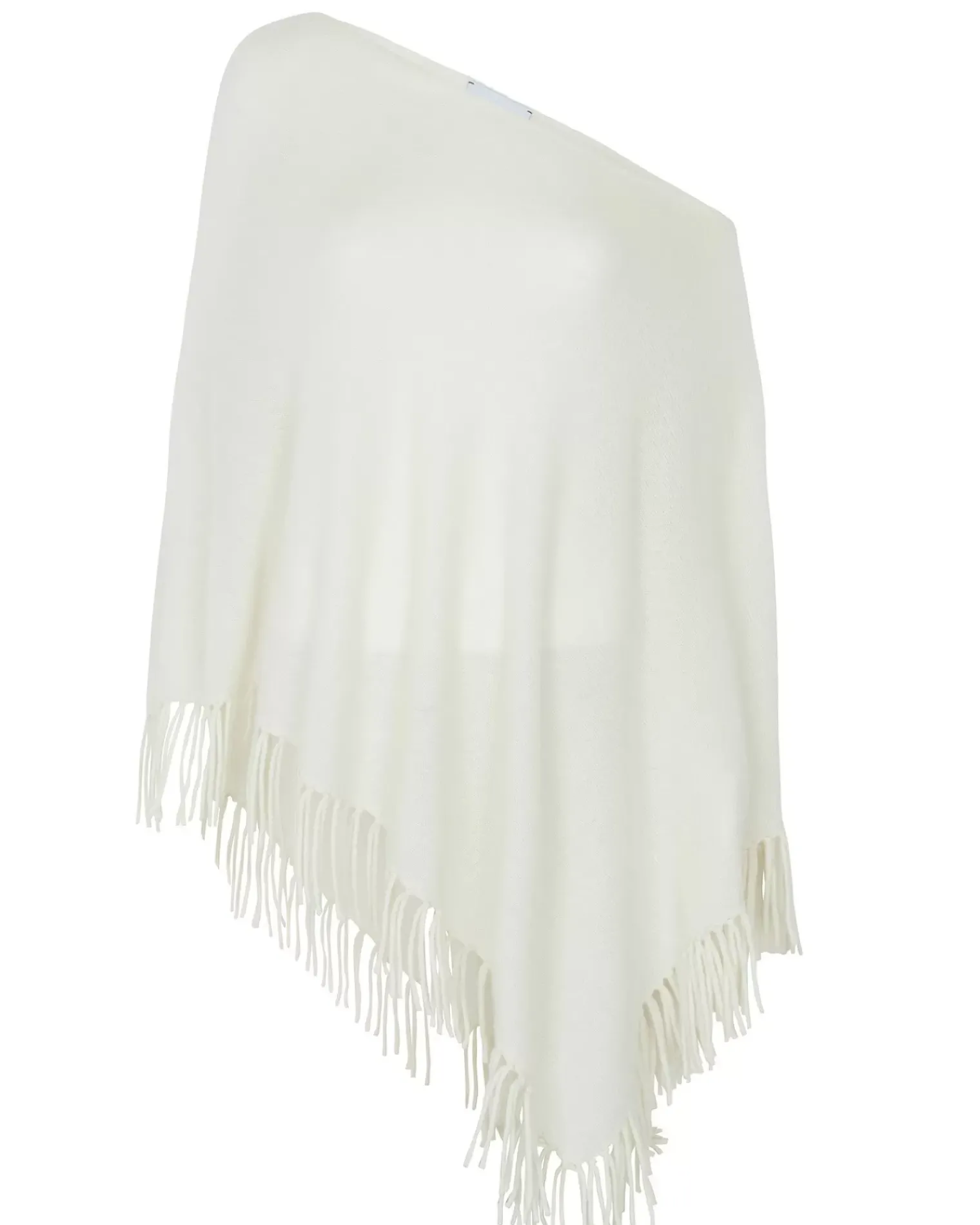 Kujten Capes & Ponchos>Plain Sleevesless Cashmere Poncho Blanc