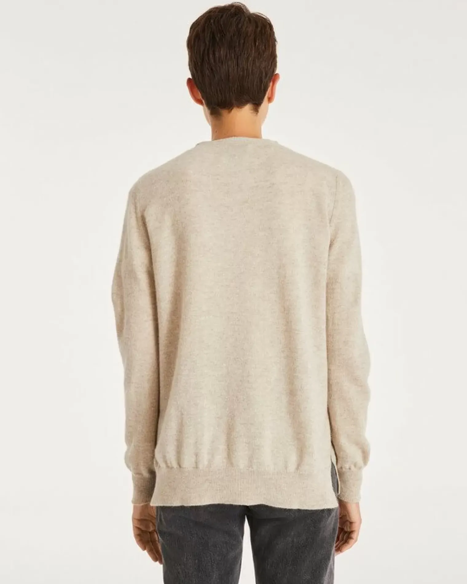 Kujten Jackets & Vests>Plain Straight V-Neck Cashmere Cardigan Avoine