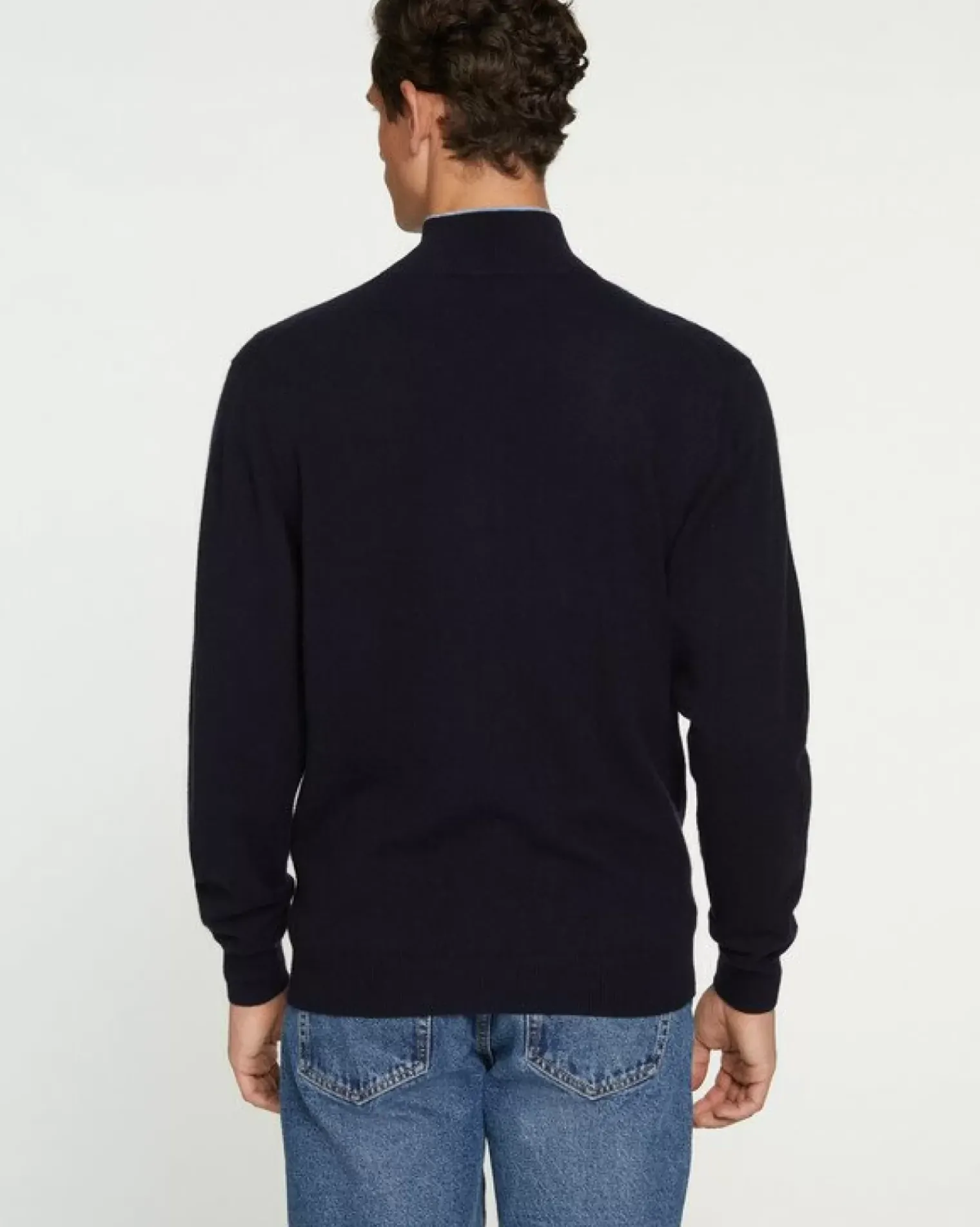 Kujten Sweaters & Sweatshirts>Plain Turtleneck Cashmere Man Sweater With Elbow Patches Bleu Marine Fonce