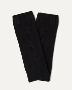 Kujten Gloves & Mittens>Plain Twisted Cashmere Mittens, 8-Threads Noir
