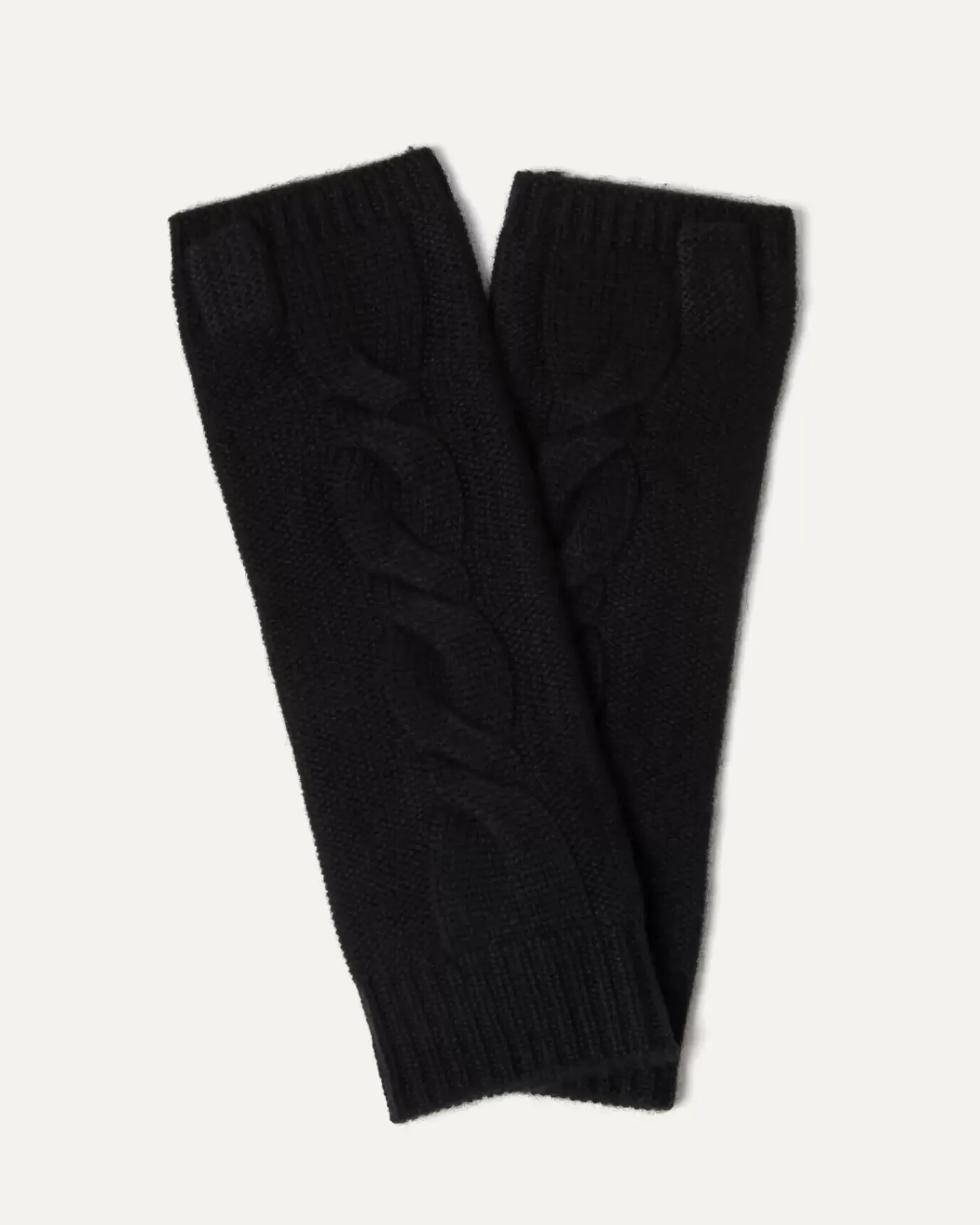 Kujten Gloves & Mittens>Plain Twisted Cashmere Mittens, 8-Threads Noir