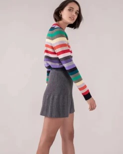 Kujten Dresses & Skirts>Pleated Cashmere Skirt Gris Flanelle