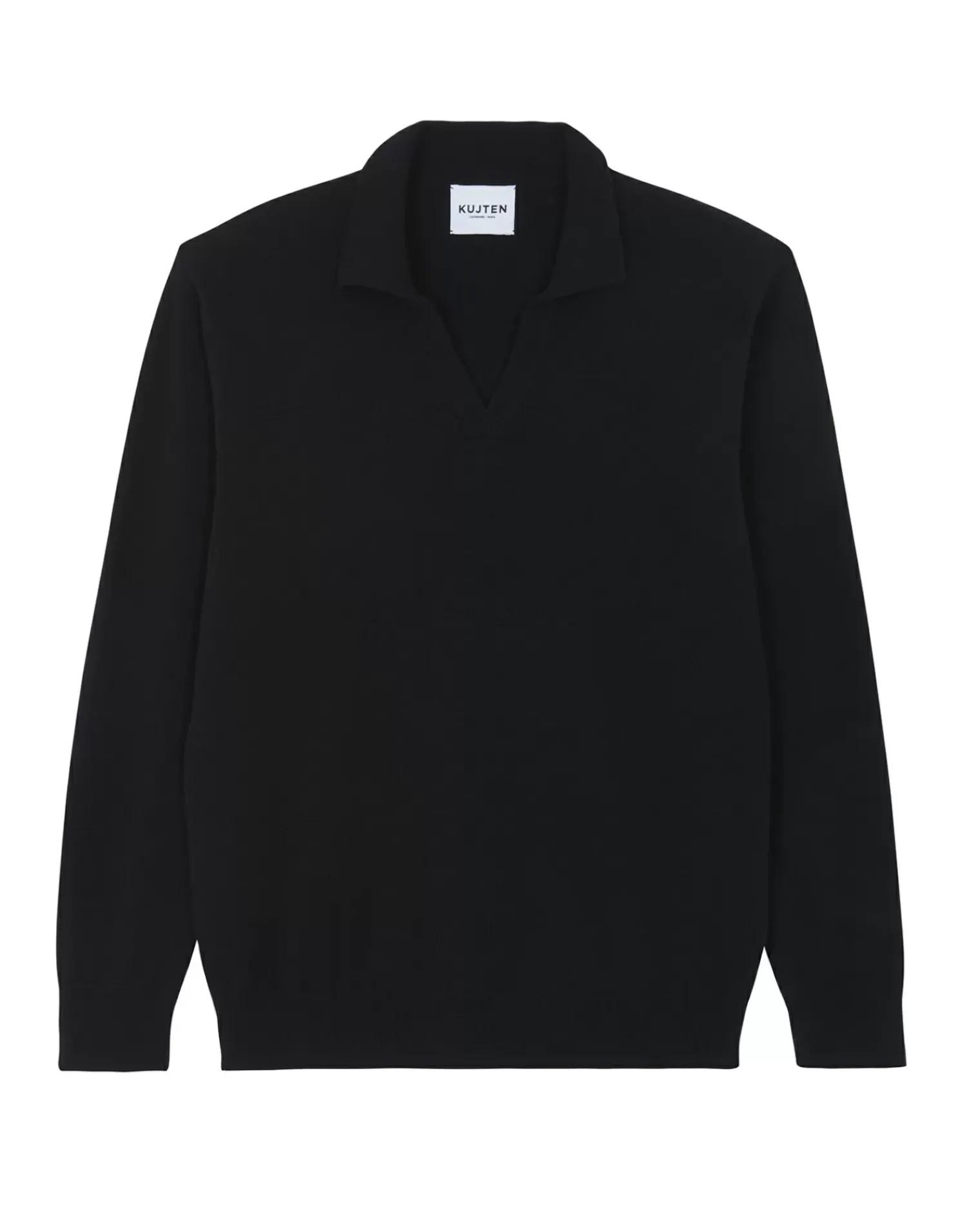 Kujten Sweaters & Sweatshirts>Polo Collar Cashmere Sweater Noir