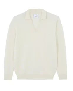Kujten Sweaters & Sweatshirts>Polo Collar Cashmere Sweater Blanc