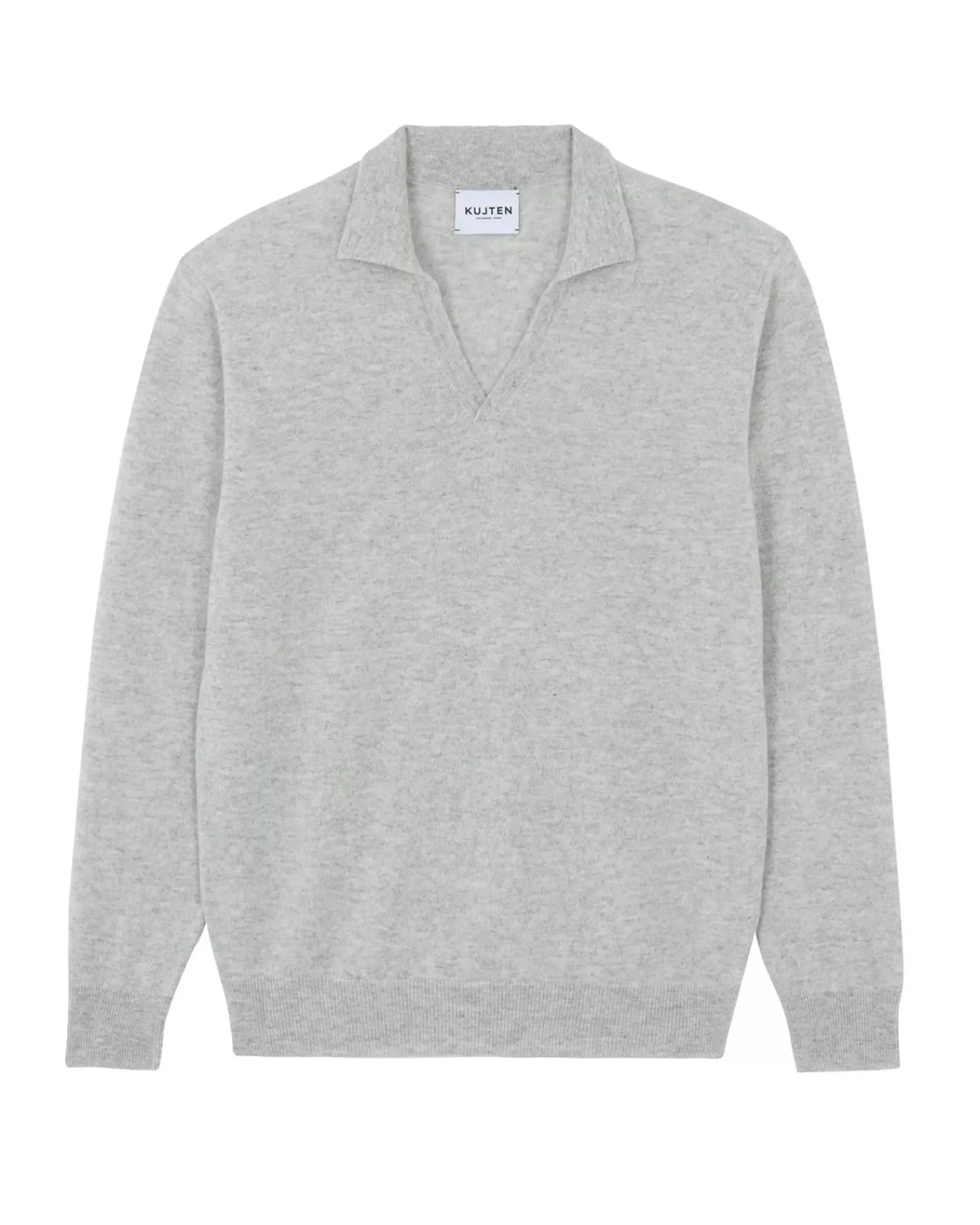 Kujten Sweaters & Sweatshirts>Polo Collar Cashmere Sweater Gris Bouleau