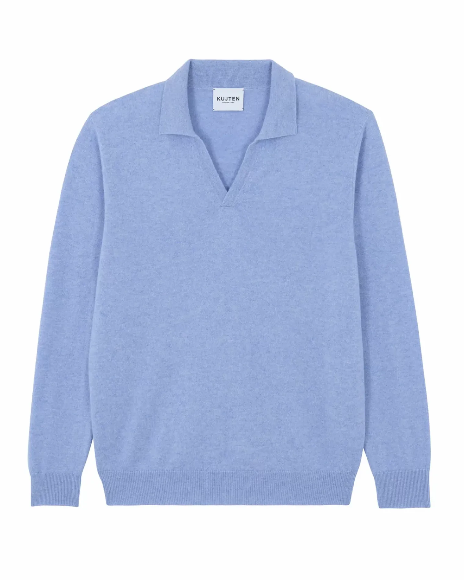 Kujten Sweaters & Sweatshirts>Polo Collar Cashmere Sweater Bleu Jeans