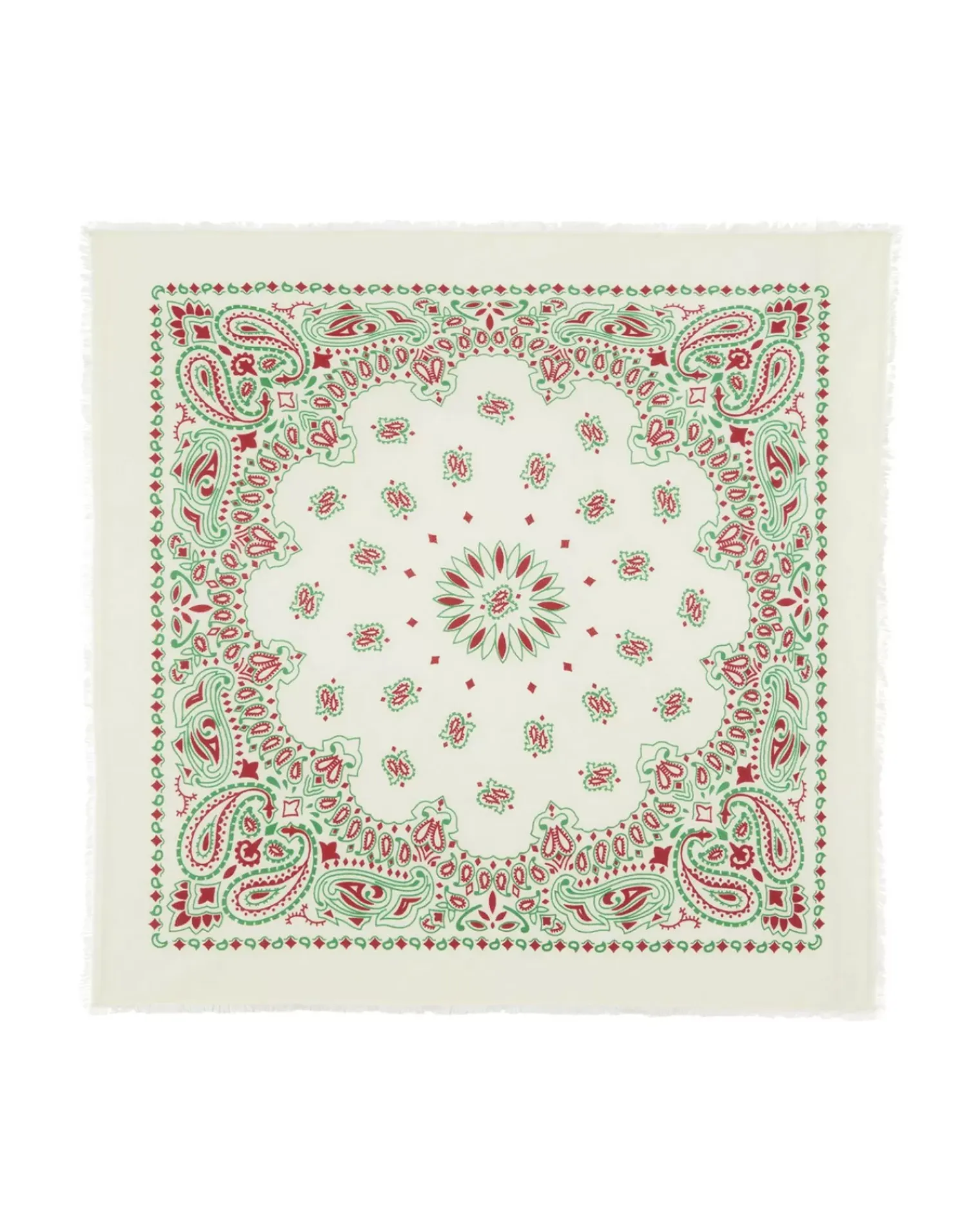 Kujten Scarves & Snoods>Printed Cashmere Large Bandana, 2-Threads Rouge Tomato