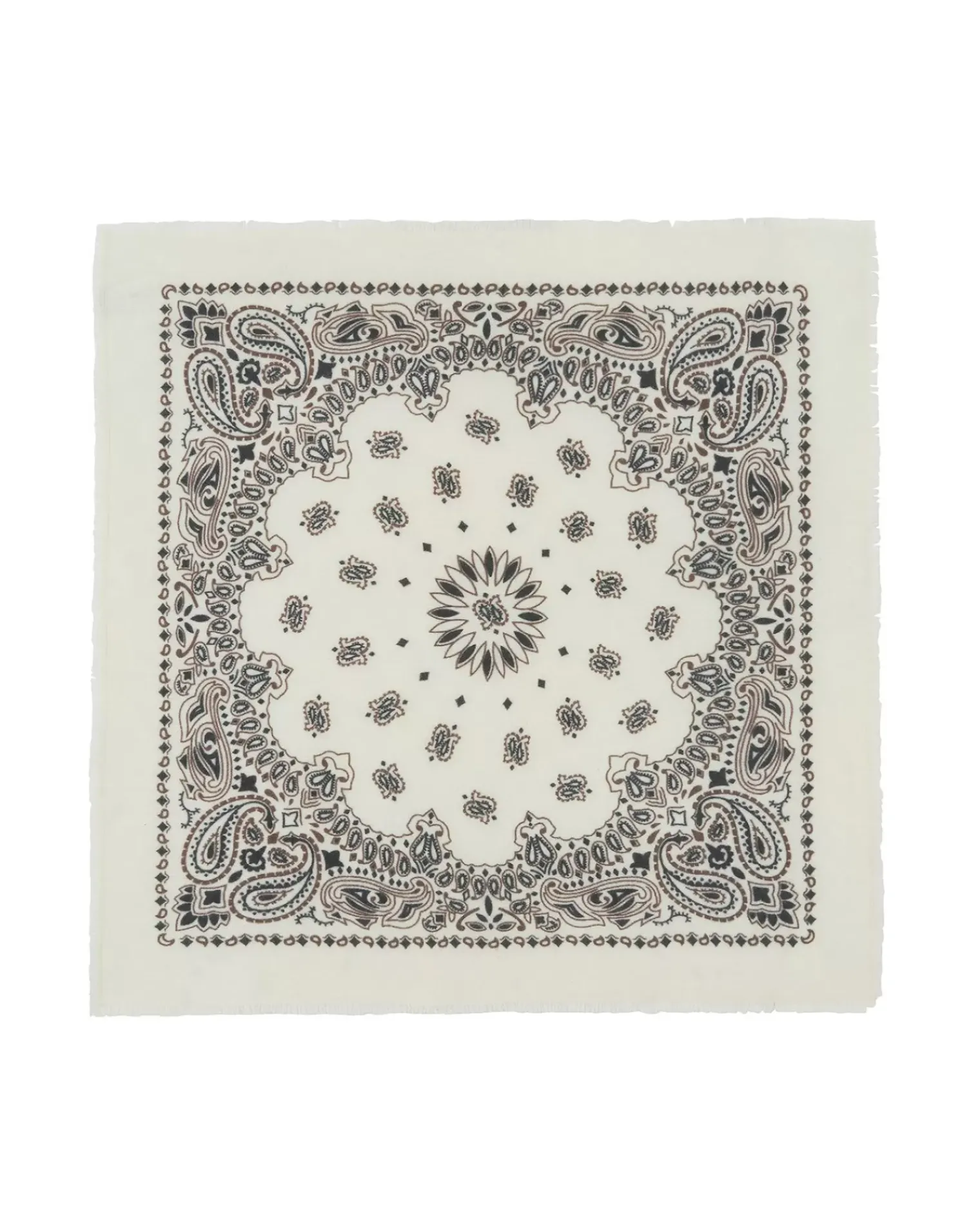 Kujten Scarves & Snoods>Printed Cashmere Large Bandana, 2-Threads Chataigne