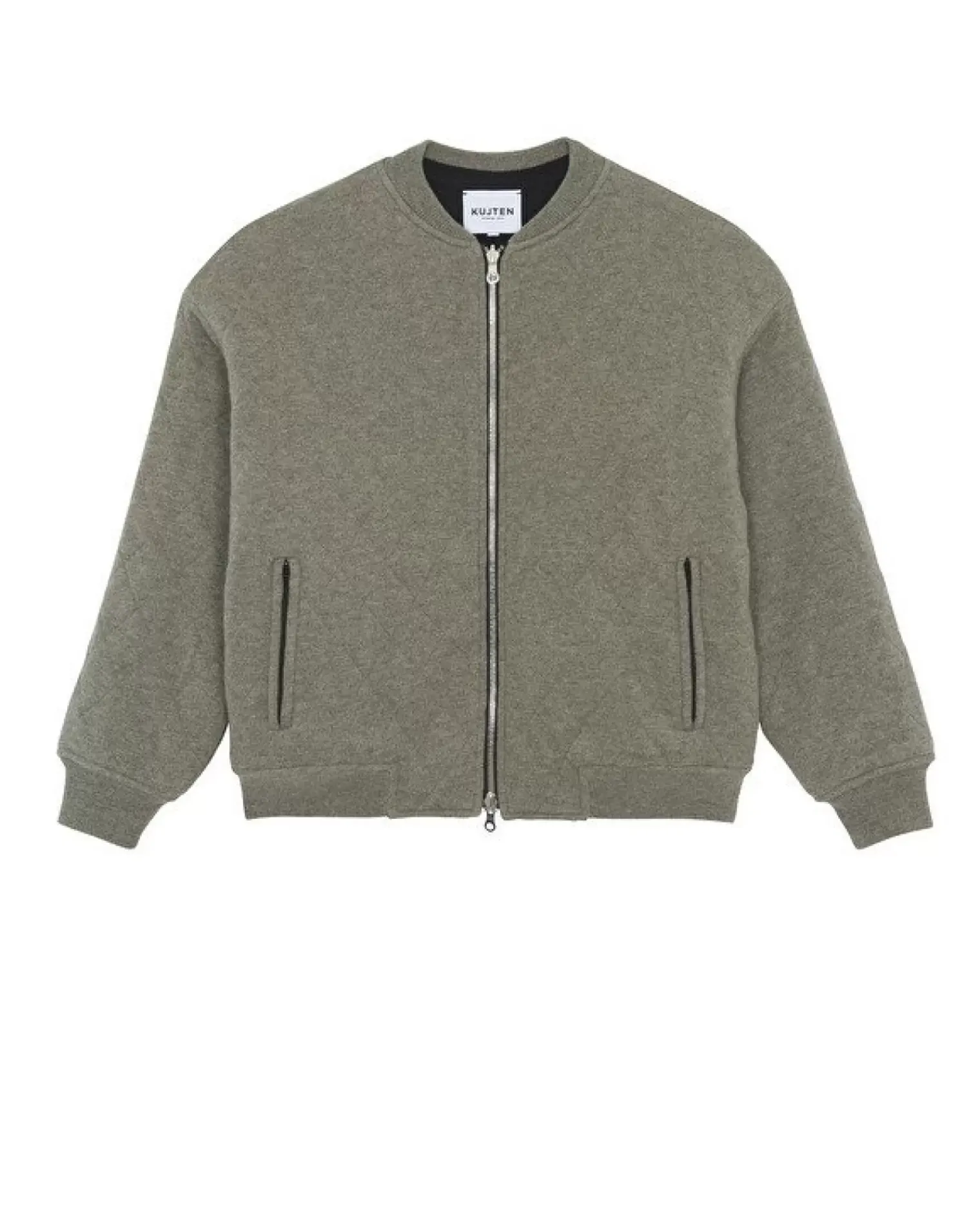 Kujten Coats>Quilted Cashmere Bomber Jacket, 2-Threads Kaki Chine