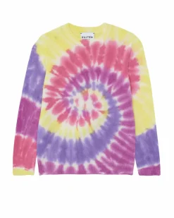 Kujten Sweaters>Rainbow Tie & Dye Cashmere Round Neck Sweater, 2-Threads Violet