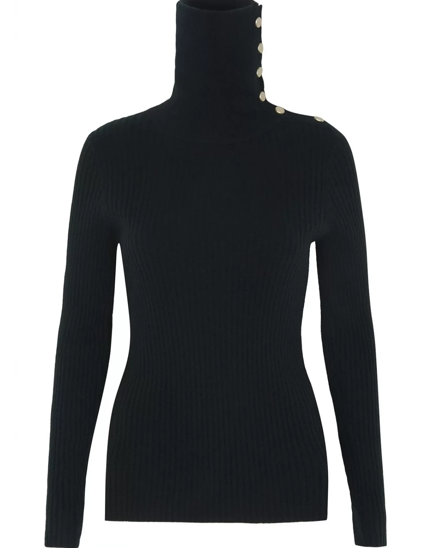 Kujten Sweaters & Sweatshirts>Ribbed Turtleneck Cashmere Sweater, 2-Threads Noir