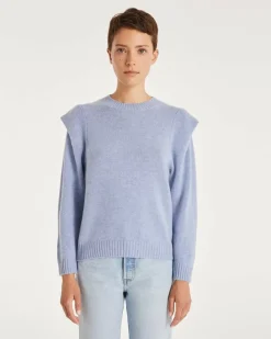 Kujten Sweaters & Sweatshirts>Round Neck Cashmere Shoulder Pad Sweater Bleu Jeans