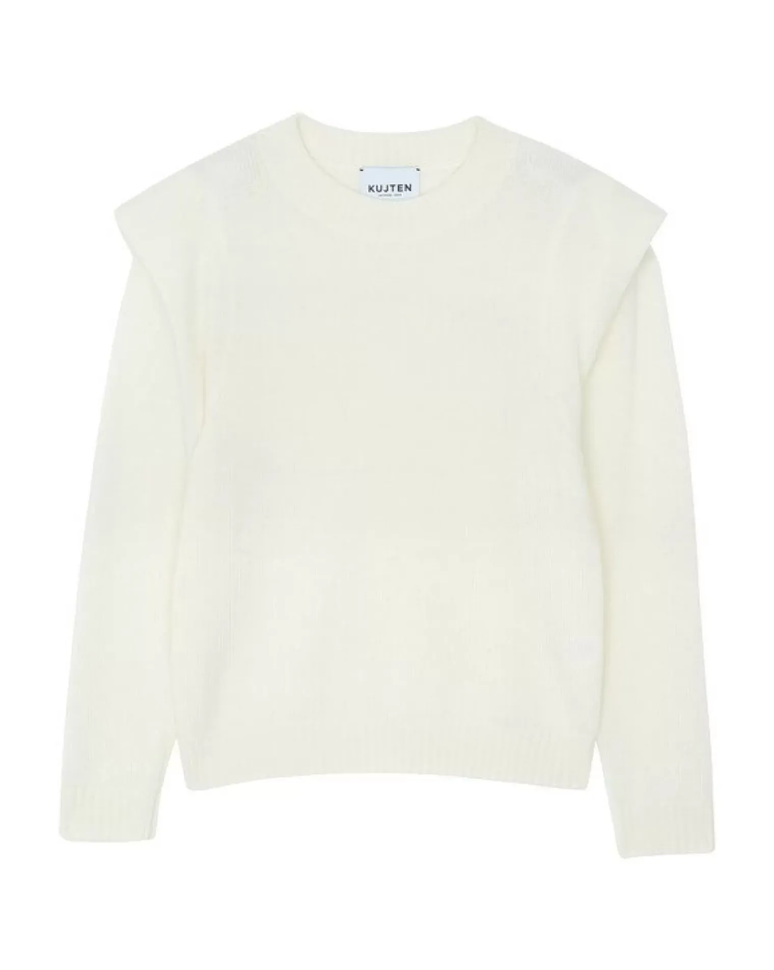 Kujten Sweaters & Sweatshirts>Round Neck Cashmere Shoulder Pad Sweater Blanc