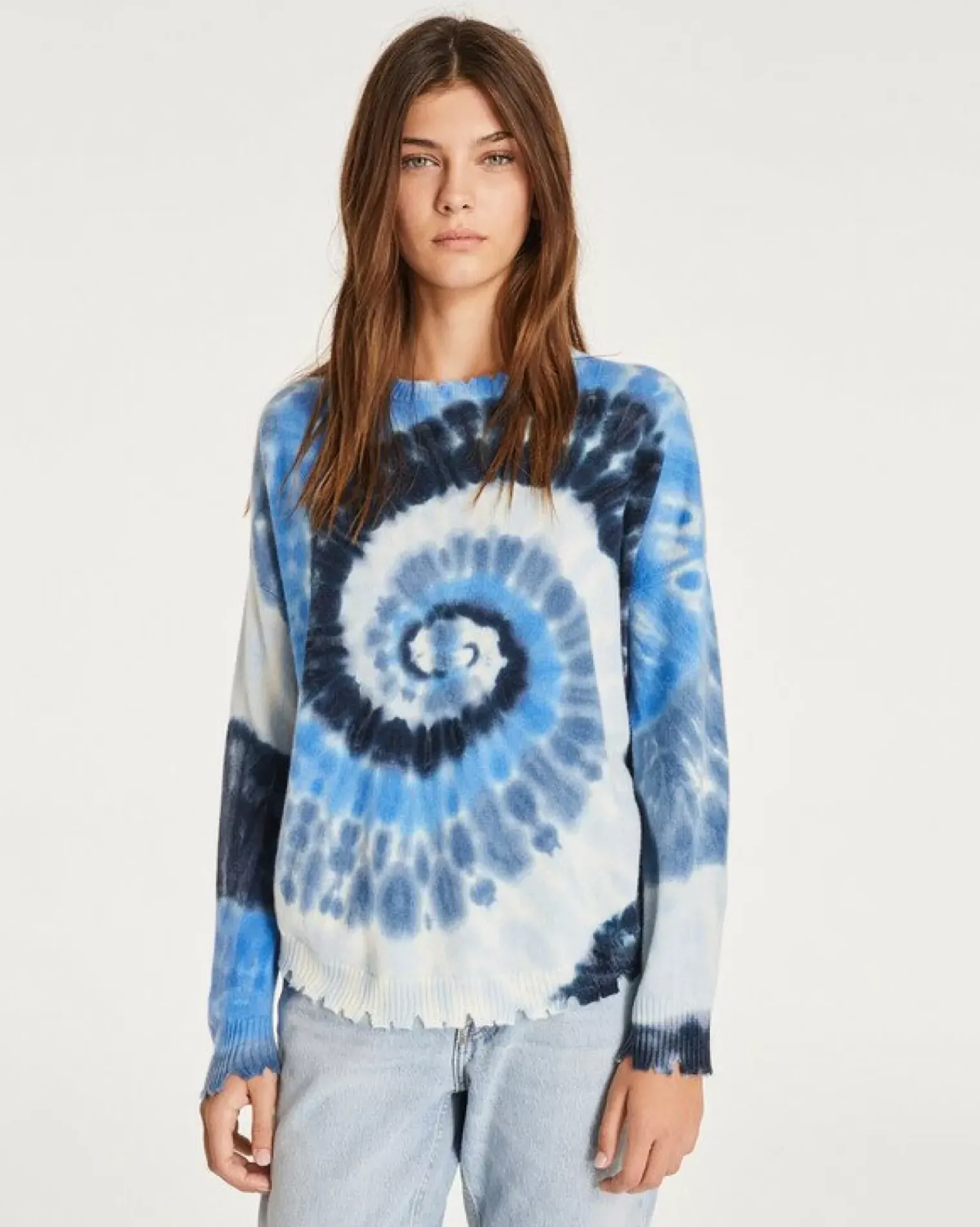 Kujten Sweaters & Sweatshirts>Round Neck Cashmere Sweater Bleu Indigo Chine