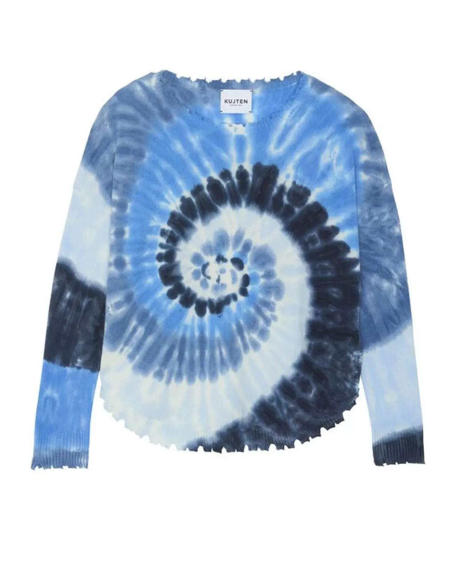 Kujten Sweaters & Sweatshirts>Round Neck Cashmere Sweater Bleu Indigo Chine