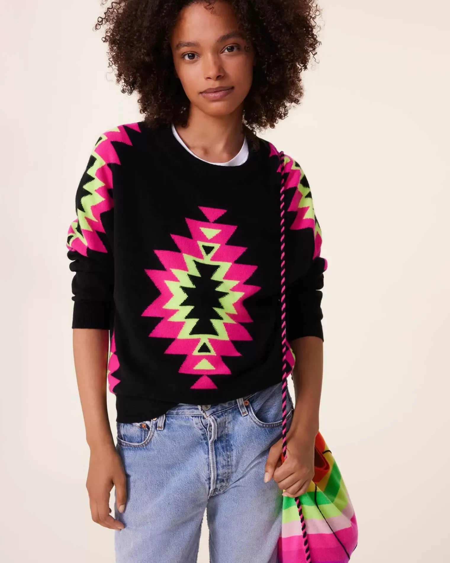 Kujten Sweaters & Sweatshirts>Round Neck Cashmere Sweater, 2-Threads Noir