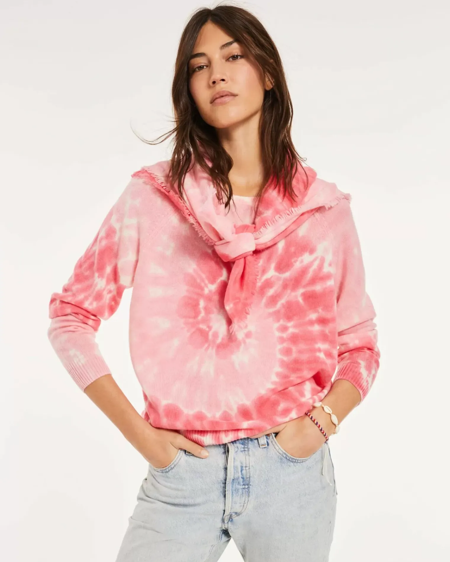 Kujten Sweaters & Sweatshirts>Round Neck Cashmere Sweater Rose Fluo