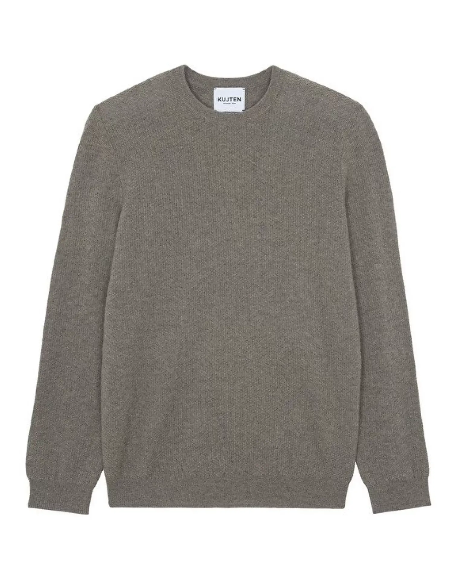 Kujten Sweaters & Sweatshirts>Round Neck Cashmere Sweater , 2-Threads Taupe Mouline