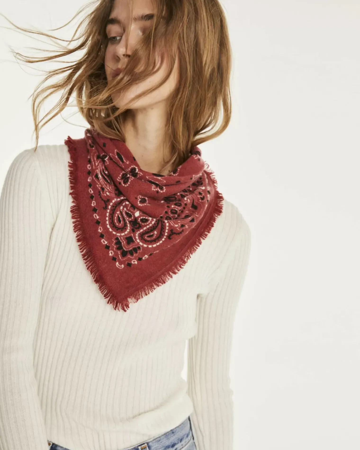 Kujten Sweaters & Sweatshirts>Round Neck Cashmere Sweater, 2-Threads Blanc