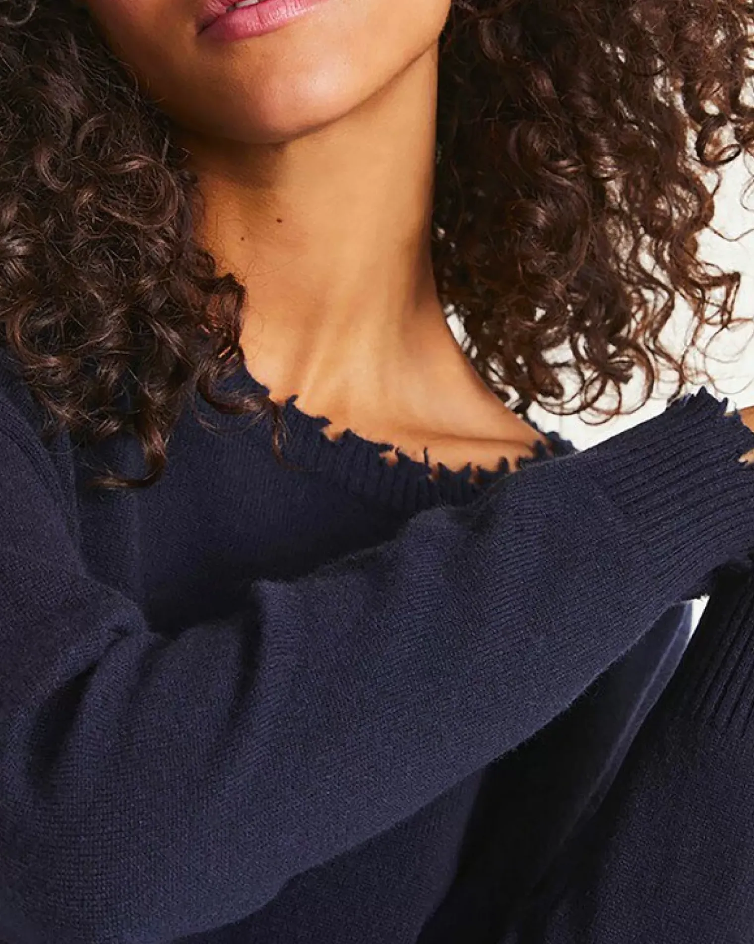 Kujten Sweaters & Sweatshirts>Round Neck Cashmere Sweater, 2-Threads Bleu Marine Fonce