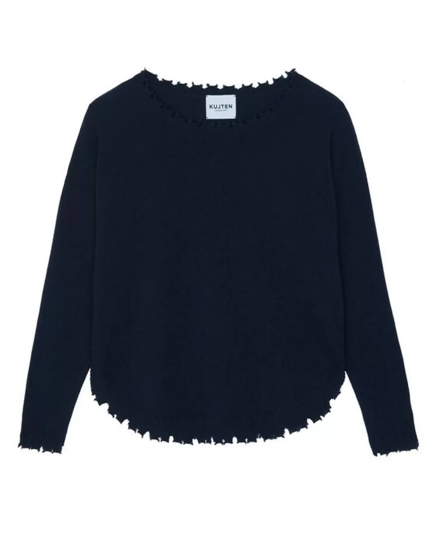 Kujten Sweaters & Sweatshirts>Round Neck Cashmere Sweater, 2-Threads Bleu Marine Fonce