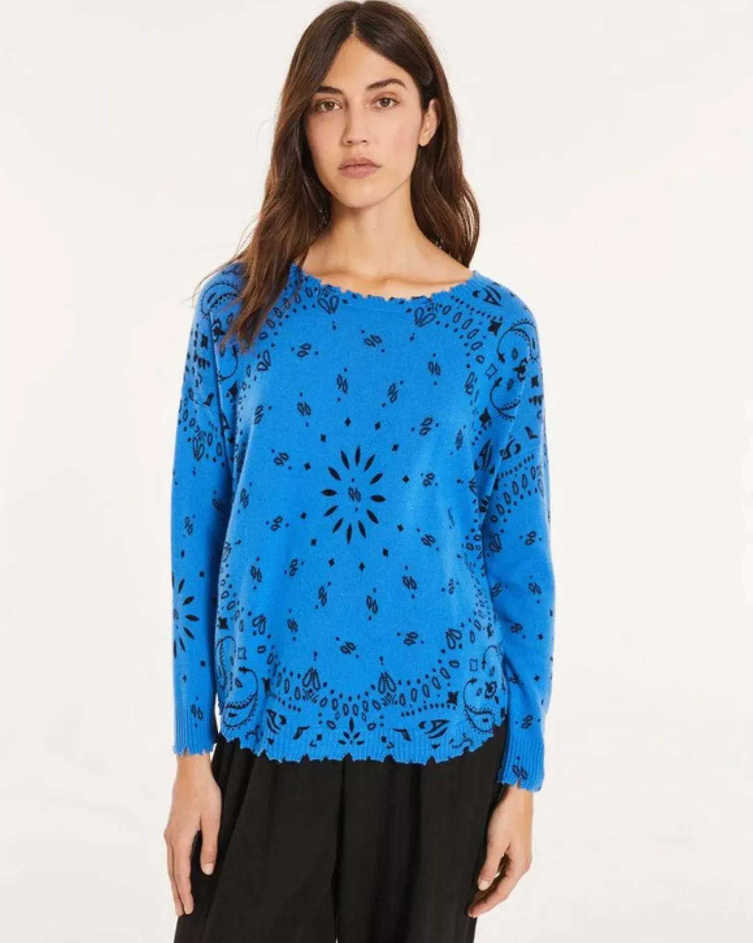 Kujten Sweaters & Sweatshirts>Round Neck Cashmere Sweater Bleu Kabalos