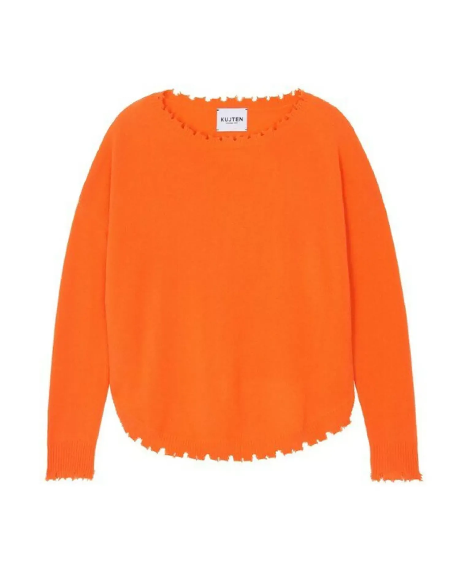 Kujten Sweaters & Sweatshirts>Round Neck Cashmere Sweater Orange Fluo