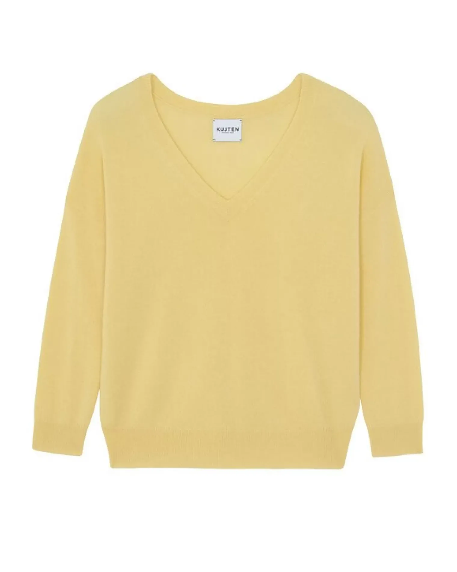 Kujten Sweaters & Sweatshirts>Round Neck Cashmere Sweater Jaune Eggshell